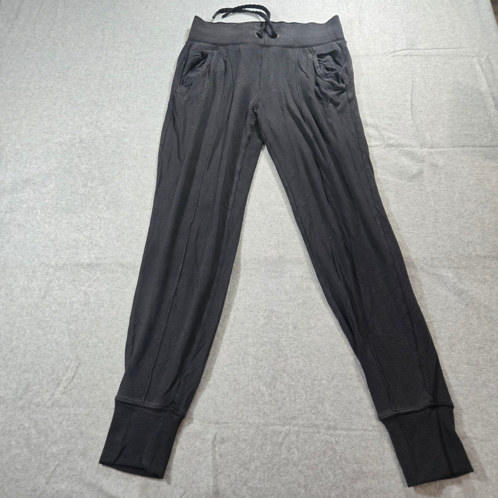 Athleta Women Black Jogger Pants XS Drawstring Pockets Ribbed Cuff Lounge Travel